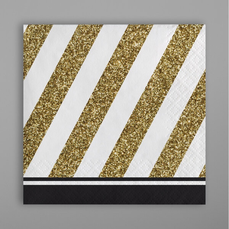 Black/Gold Beverage Napkin