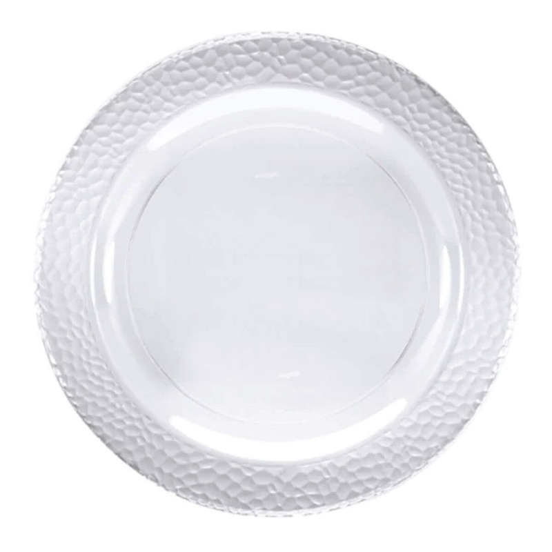 Clear Plastic Pebbled Dinner Plates - 10"