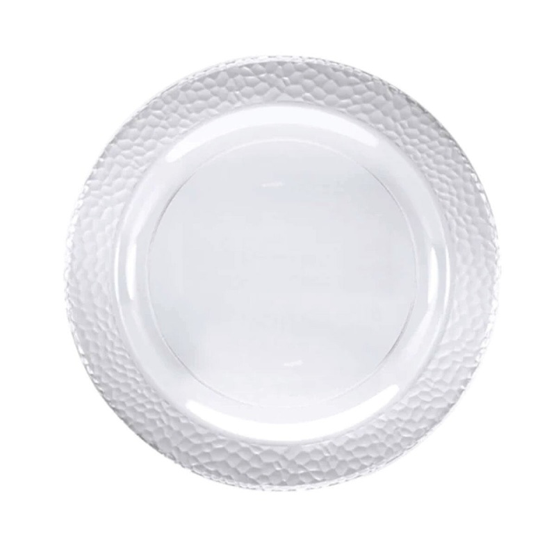 Clear Plastic Pebbled Dinner Plates - 9"