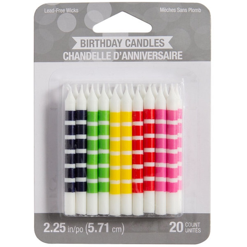 Creative Converting Assorted Color Striped Candles