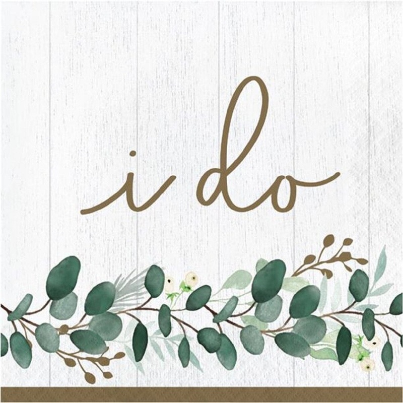 Eucalyptus Green "I Do" Luncheon Napkins