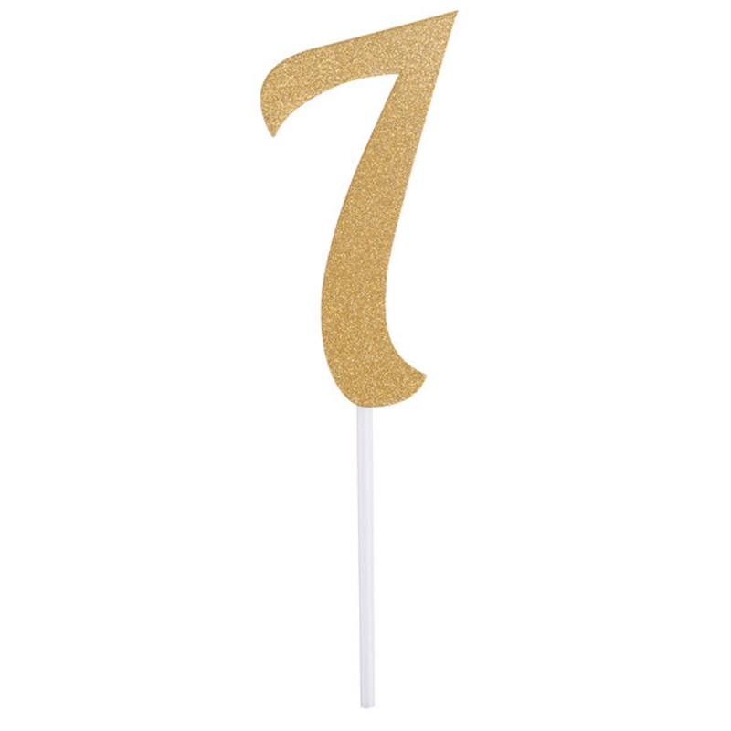 Gold Glitter #7 Cake Topper