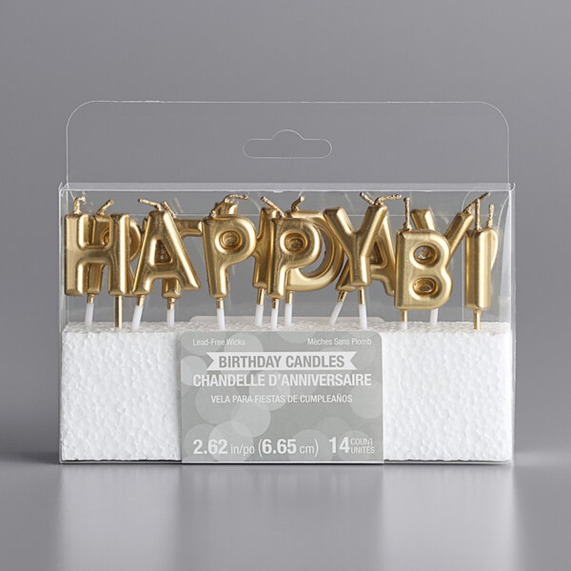 Gold "Happy Birthday!" Candle Pick Set