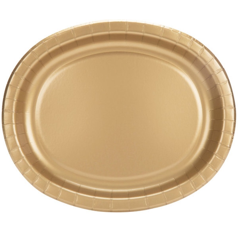 12" x 10" Glittering Gold Oval Paper Platter