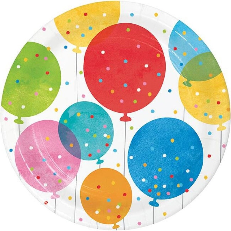 7" Confetti Ballons Paper Plate