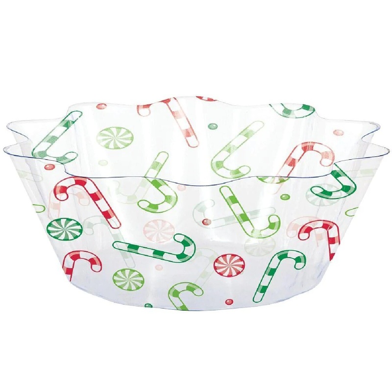 8" Christmas Candy Plastic Bowl