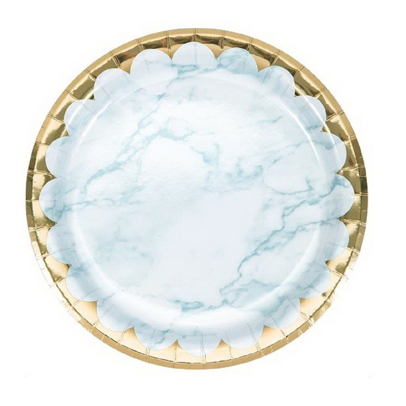9" Blue Marble Paper Plates