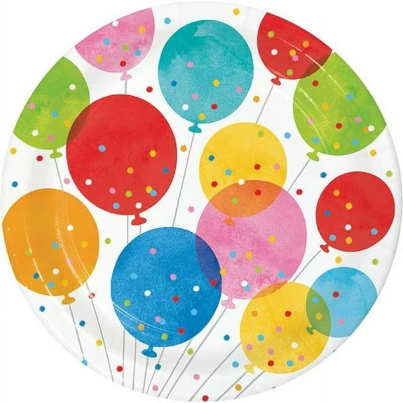 9" Confetti Balloons Paper Plate
