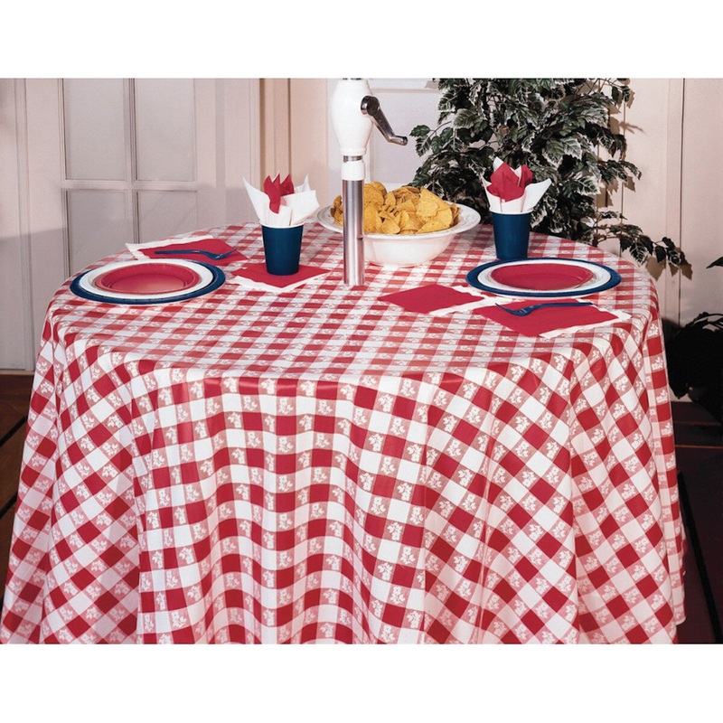 Converting Red Gingham Table Cover - 82" Round