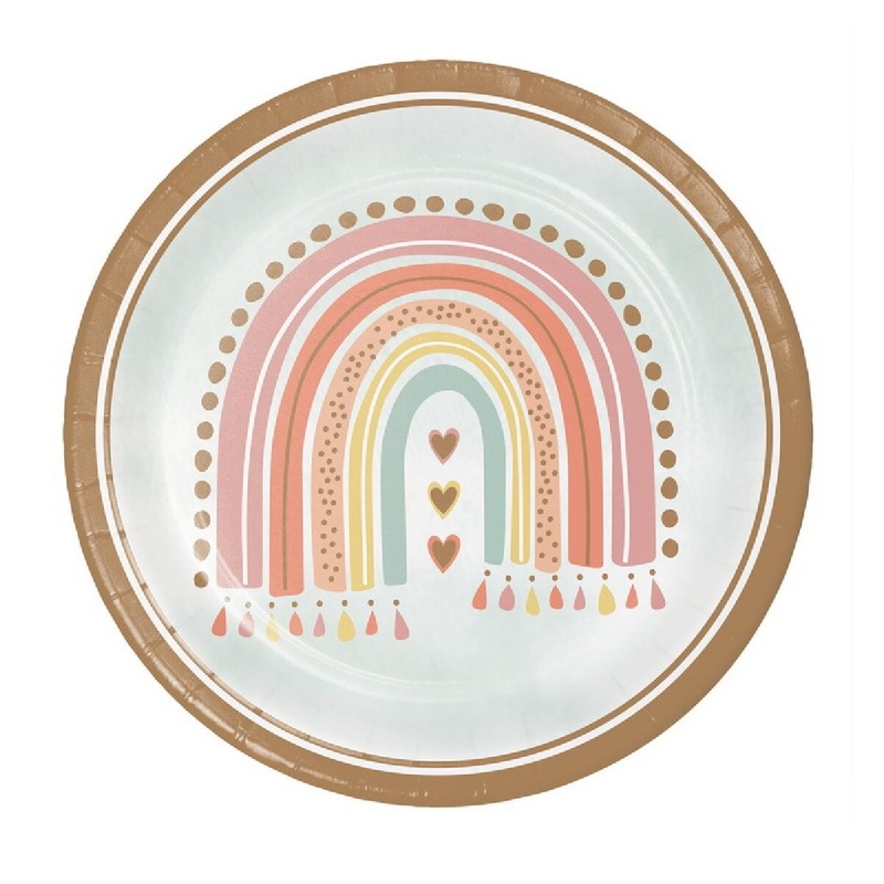 Paper Plate 9" Boho Rainbow 12/8