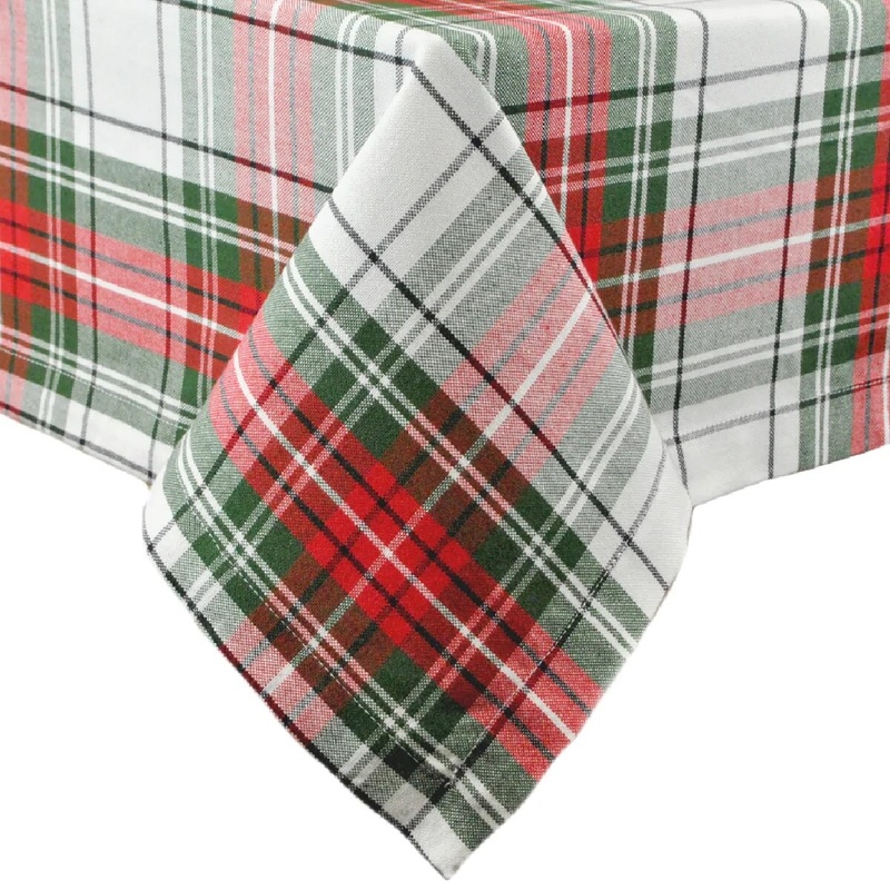60" X 104" Christmas Plaid Table Cloth