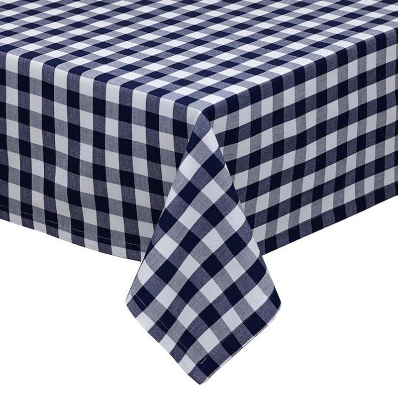 Blue/White Checked 52" Square Table Cover