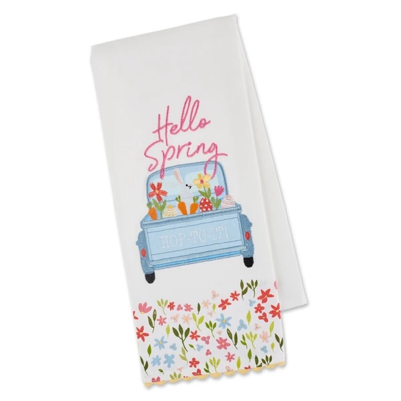 Bunny Truck Embellished Dish Towel