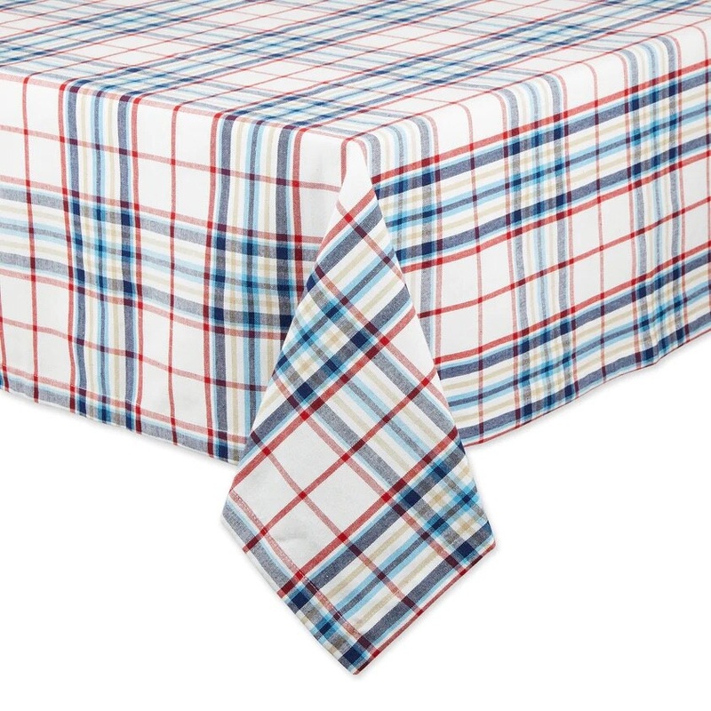 Cloth Table Cover Lighthouse Plaid 52x52