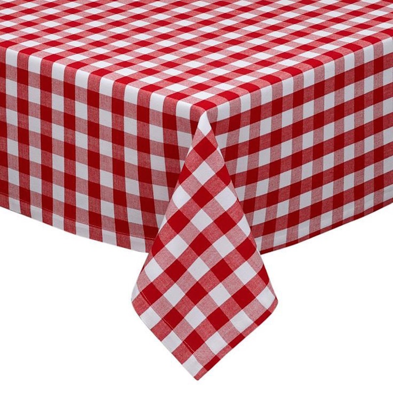Tango Red/White Checked 52" Square Table Cover