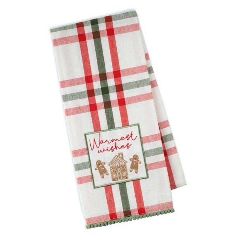 Warmest Wishes Gingerbread Embellished Dish Towel