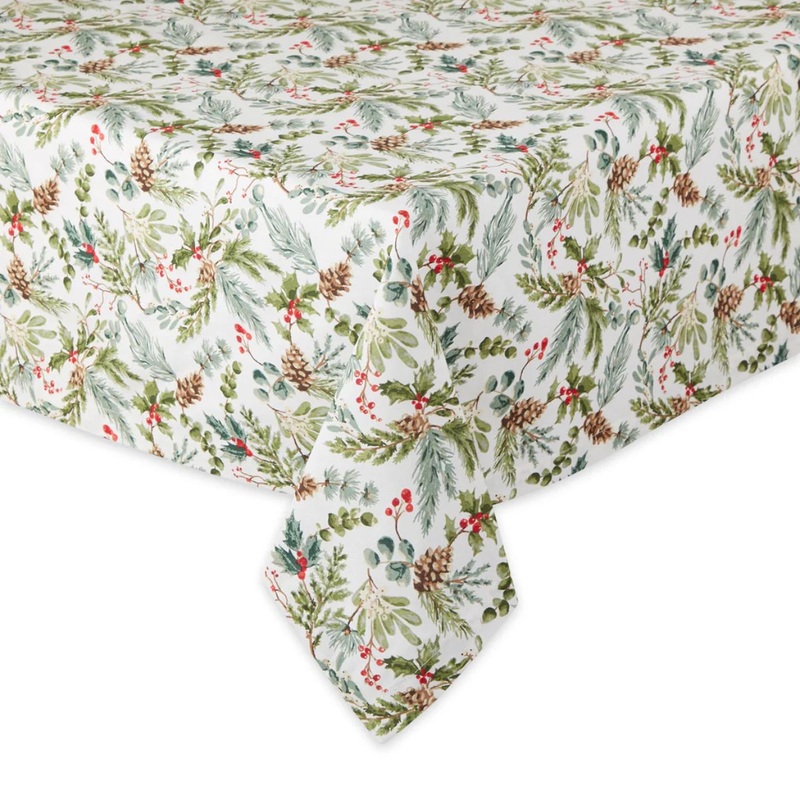 52"x 52" Holiday Sprigs Printed Tablecloth