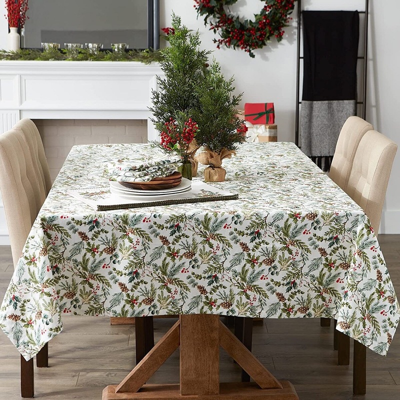 60" x 84" Holiday Sprigs Table Cloth