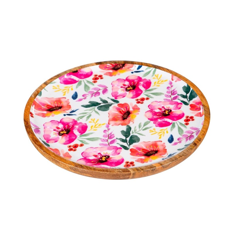 13.75" Pastels of Nature Round Wood Platter