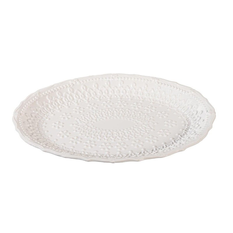 14"L x 9"W Platter Embossed Ceramic Serving Platter