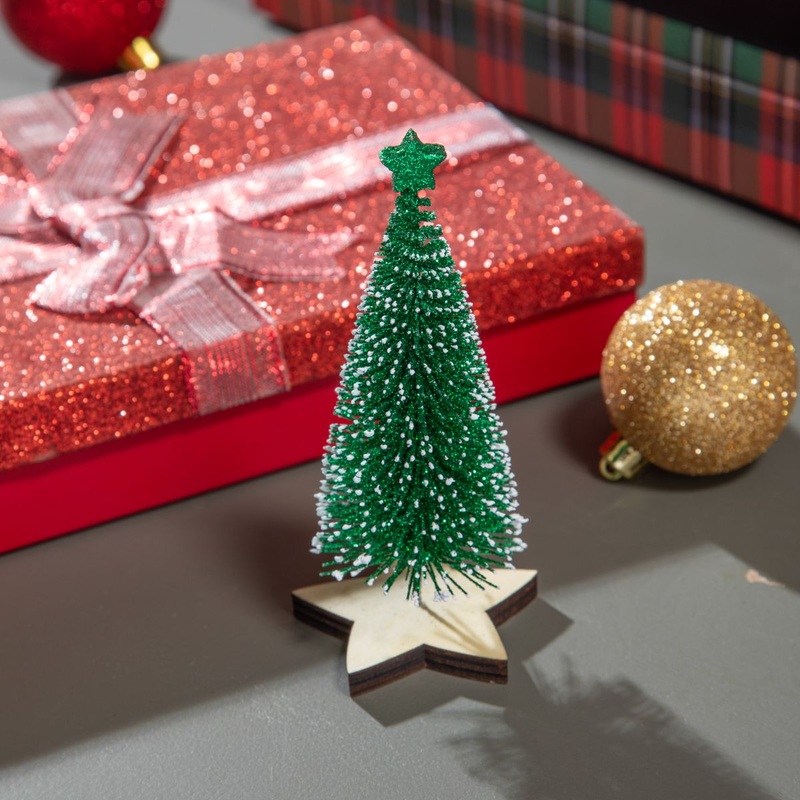 5.25" Bottlebrush Christmas Tree with Star Base Table