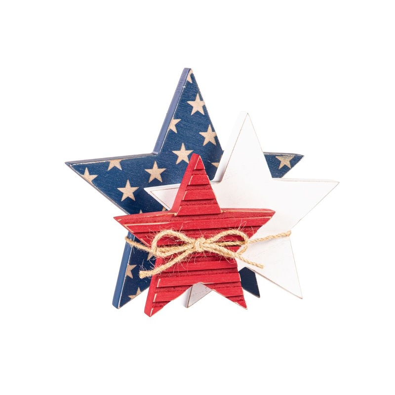 7" Wooden Patriotic Star Tabletop Decor