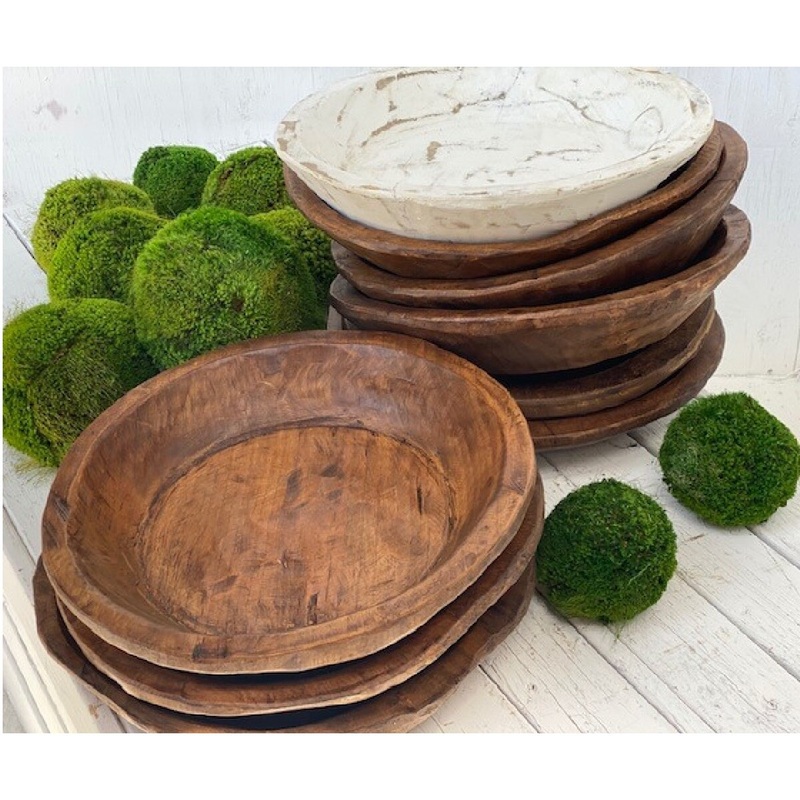 15" Natural Large Round Bowl w/Handles