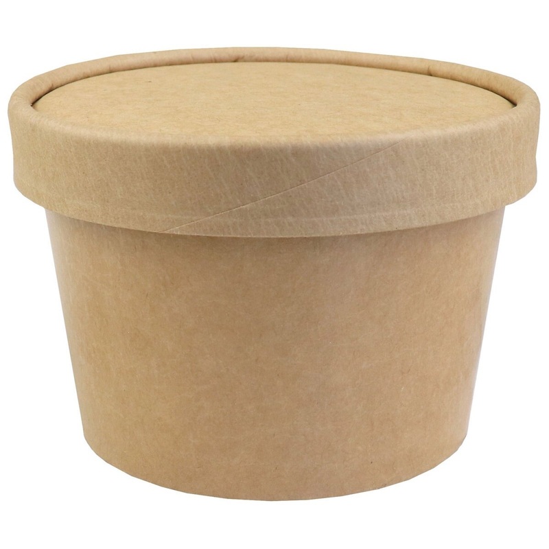 8 Oz. Kraft Ice Cream To-Go Containers W/ Non-Vented Lids - 25 Count