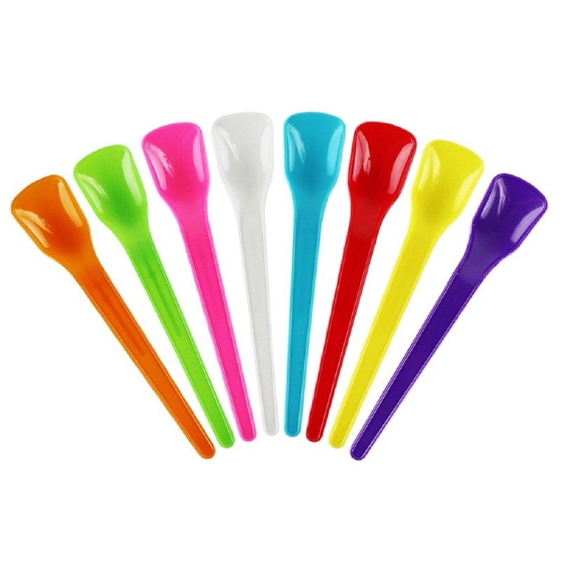 Slim Spadey Mixed Colors Ice Cream Spoons - 50 Count