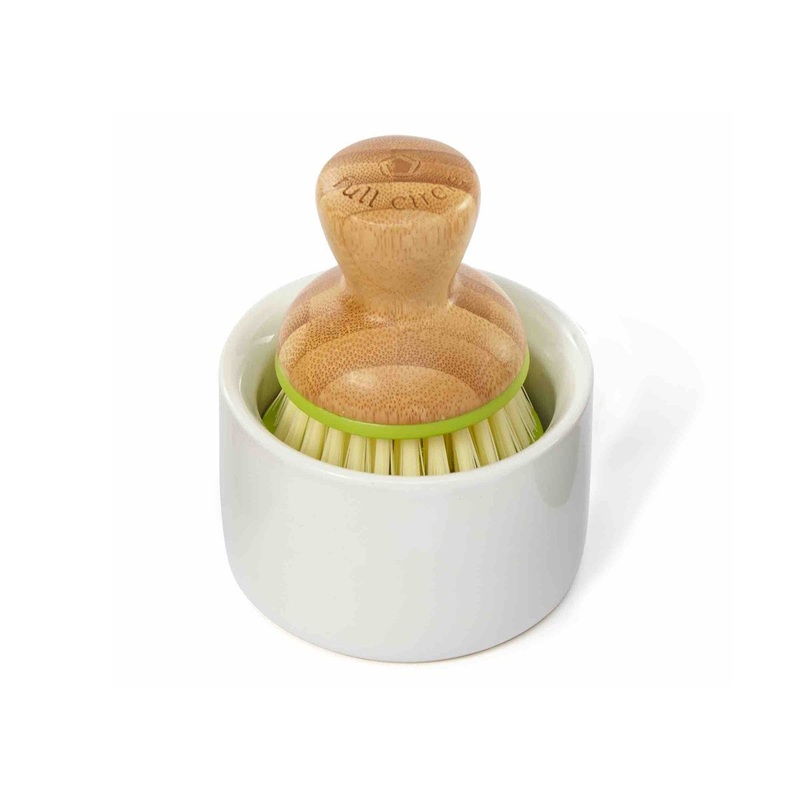 Bubble Up Brush & Dish - White