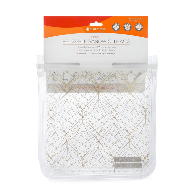 Reusable Sandwich Bags - Gold Geo - Set of 2