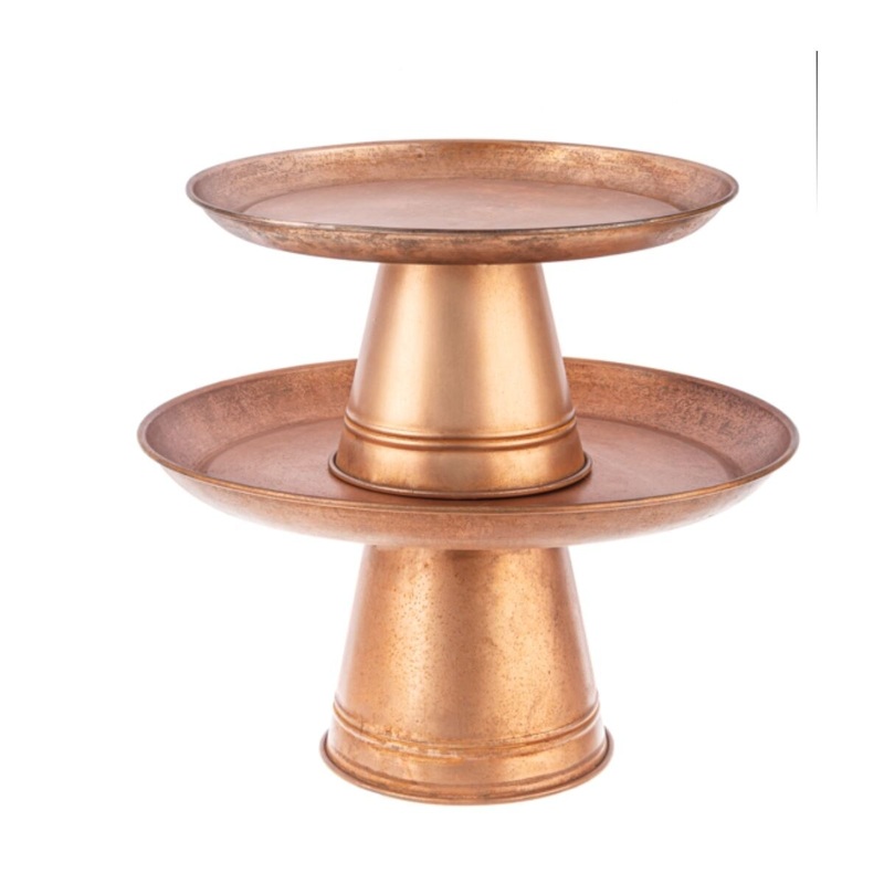 2-pc Antique Copper Finish Pedestal Stand