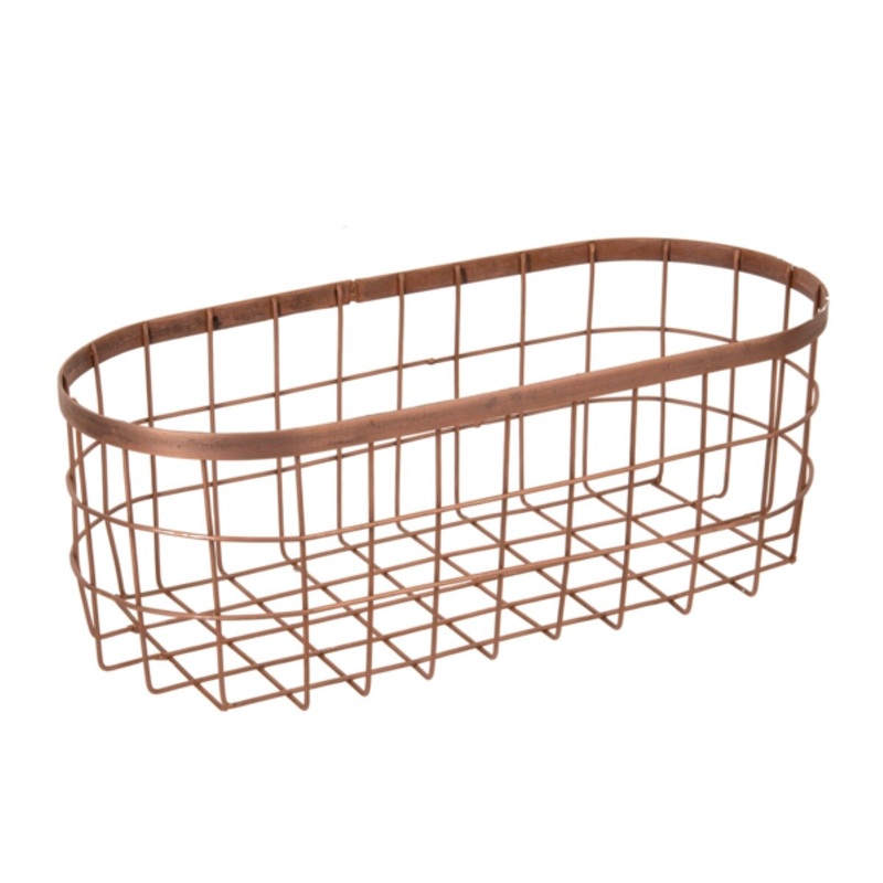 Antique Copper Finish Wire Basket - Large