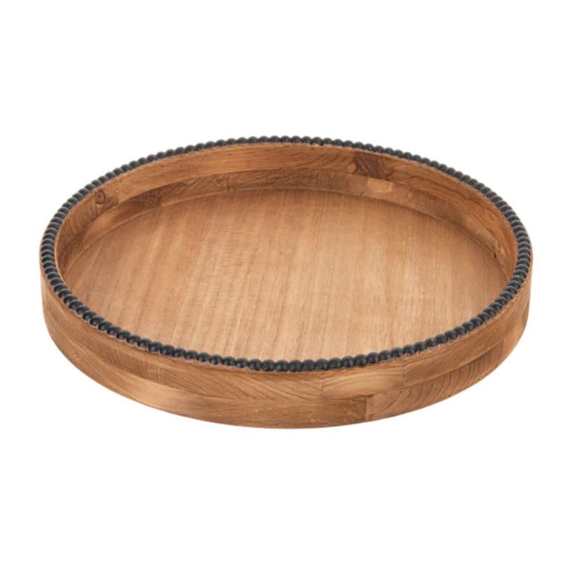 Black Beaded Edge Round Tray - Large