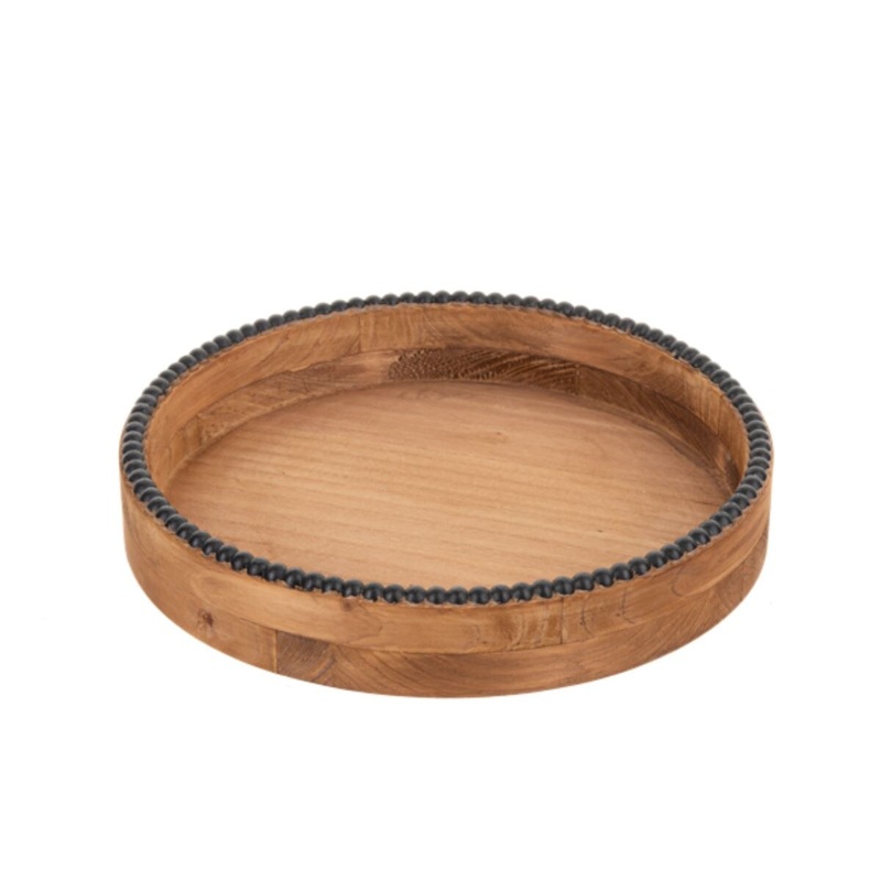 Black Beaded Edge Round Tray- small