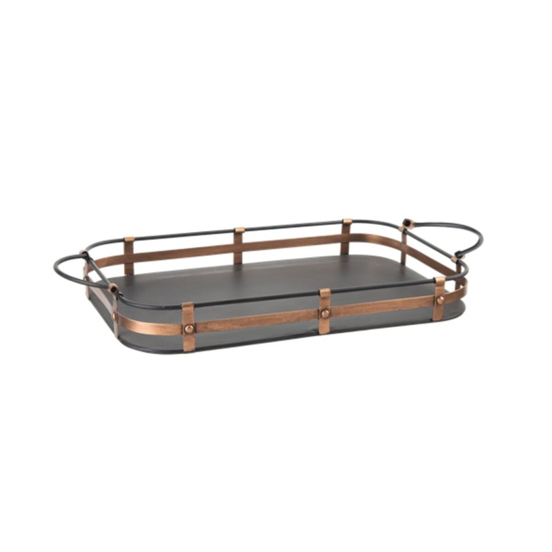 Black & Copper Rectangle Tray- Large