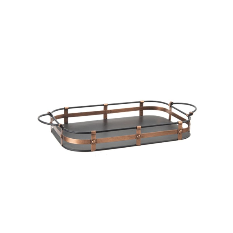 Black & Copper Rectangle Tray- Medium