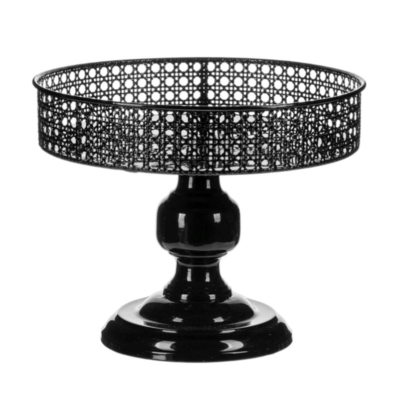 Black Enamel Open Weave Pedestal Stand- Large