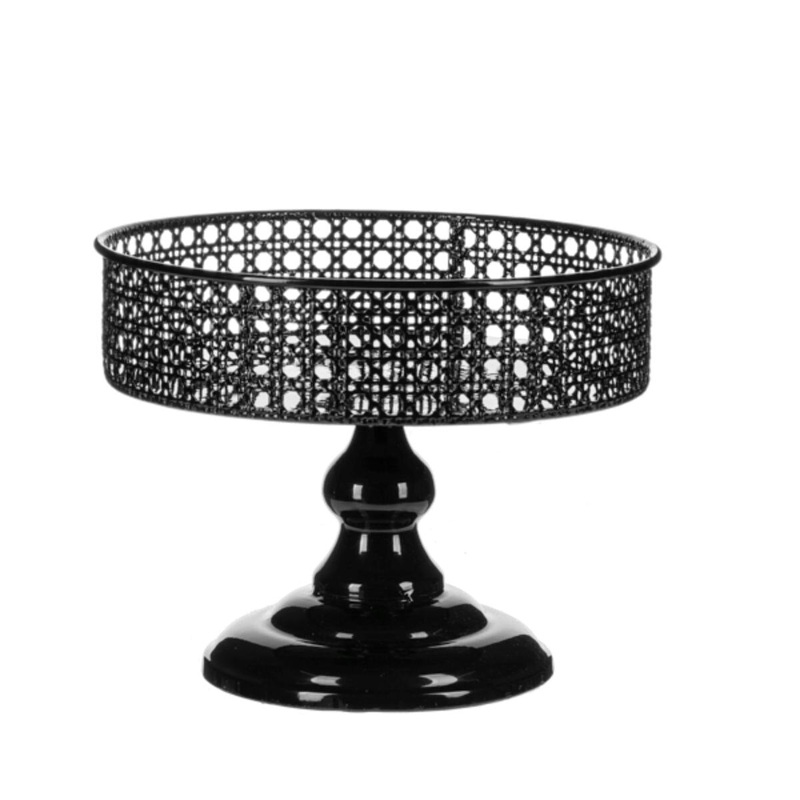 Black Enamel Open Weave Pedestal Stand- Medium