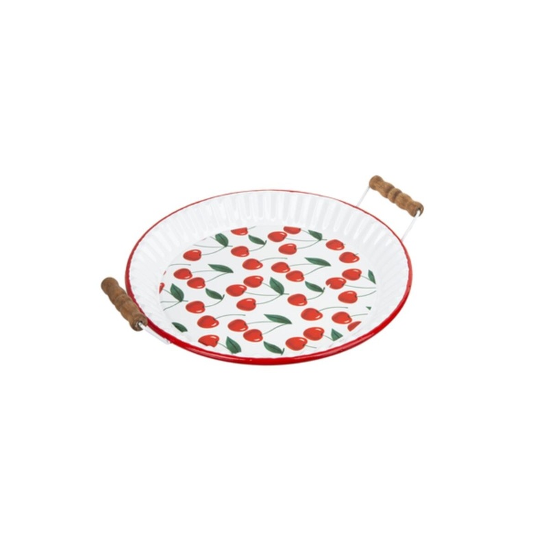 Cherry Enamel Pie Tin Tray- Medium