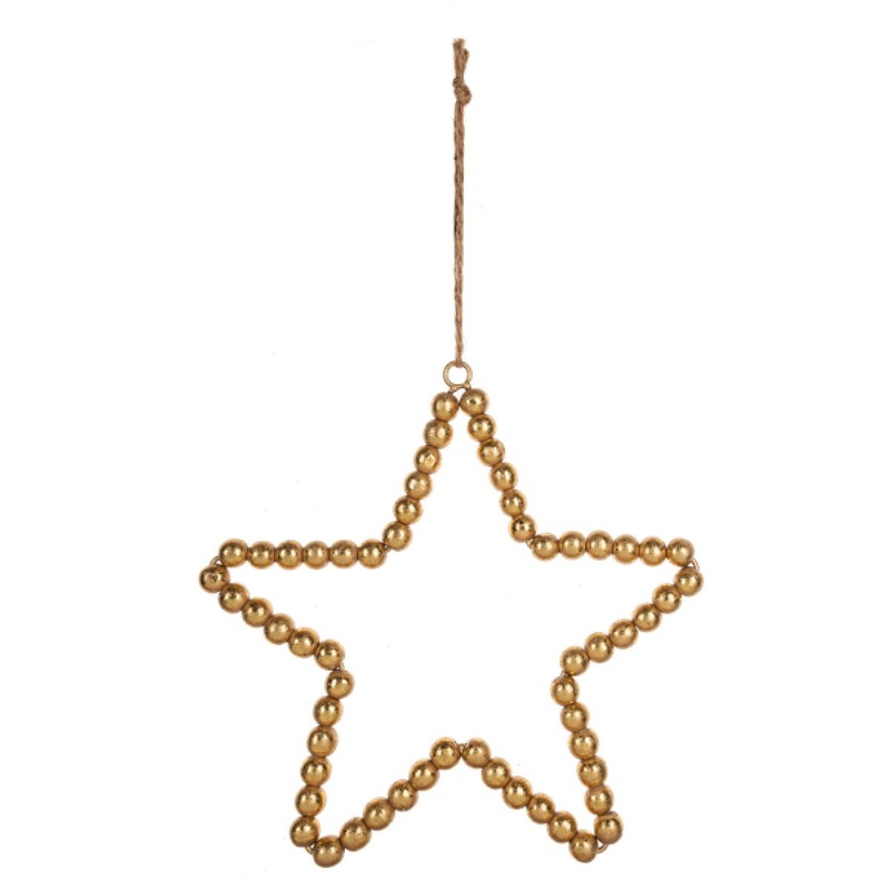 Wood Beaded Star Ornament