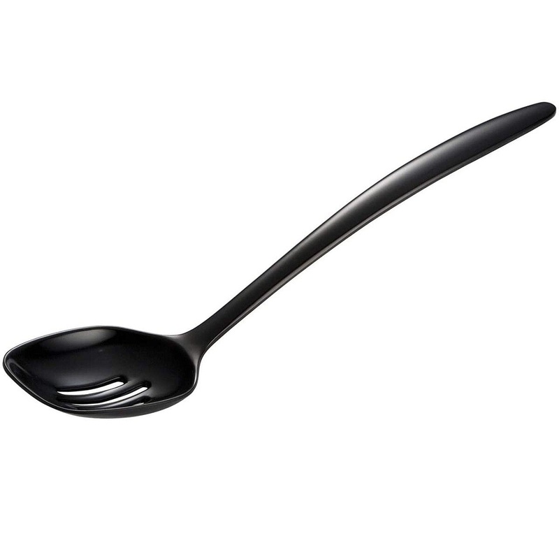 12" Black Melamine Slotted Spoon