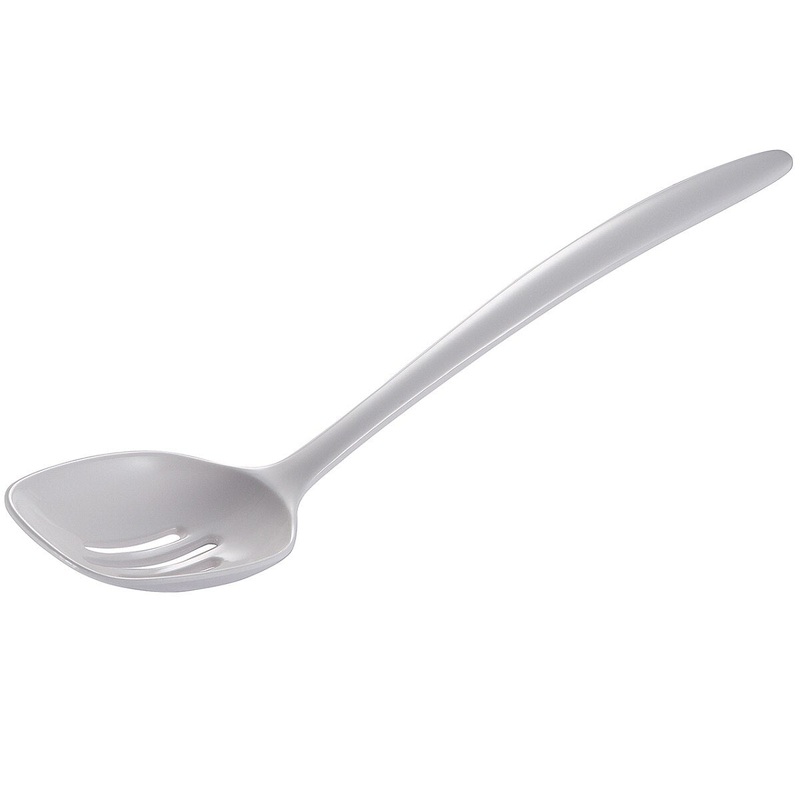 12" Melamine Slotted Spoon- White