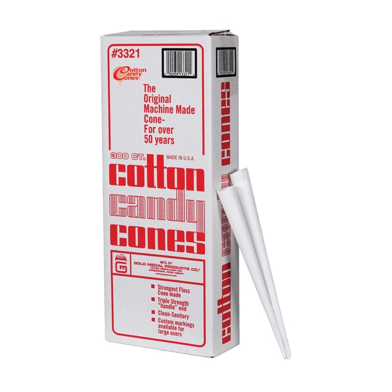 Gold Medal White Cotton Candy Cones - 300 ct.