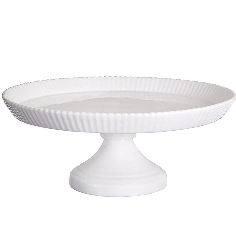 10" White Scallop Cake Stand