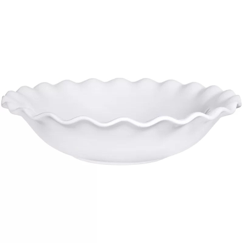 15" White Ruffle Serving Bowl