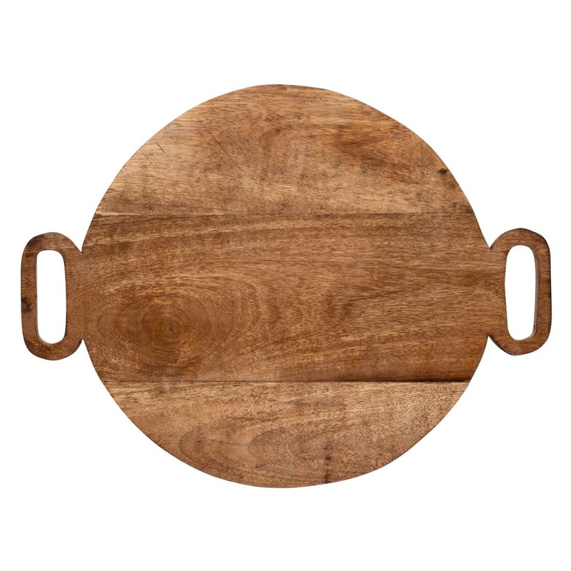 16" Mango Round Cutting Board w/Handles