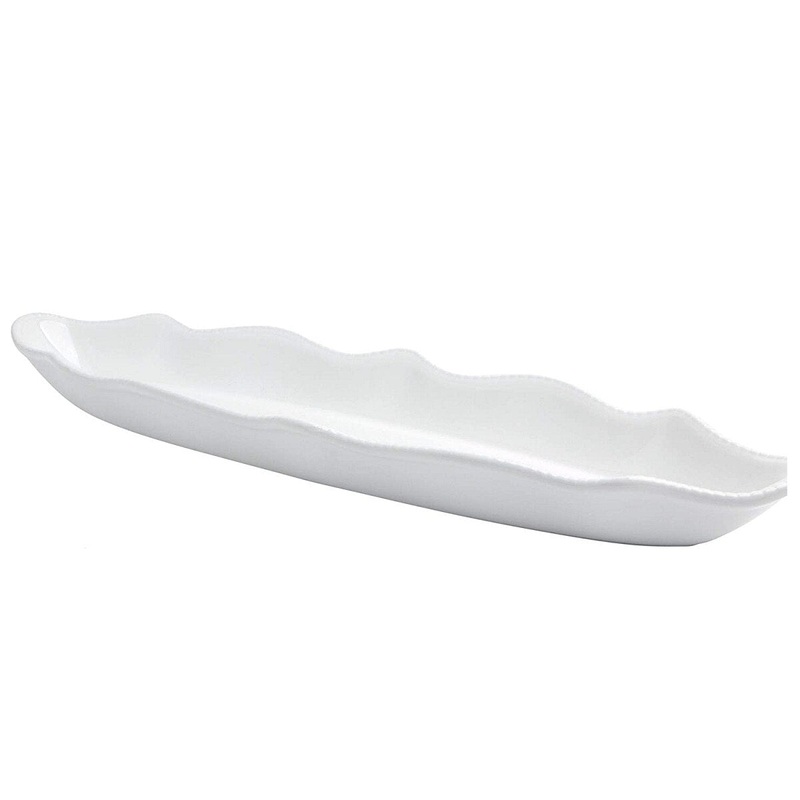 19" White Ruffle Edge Oval Platter