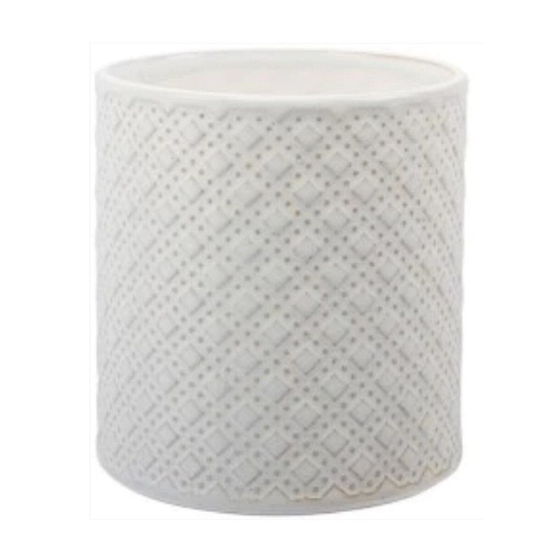 6" Antique White Embossed Utensil Crock