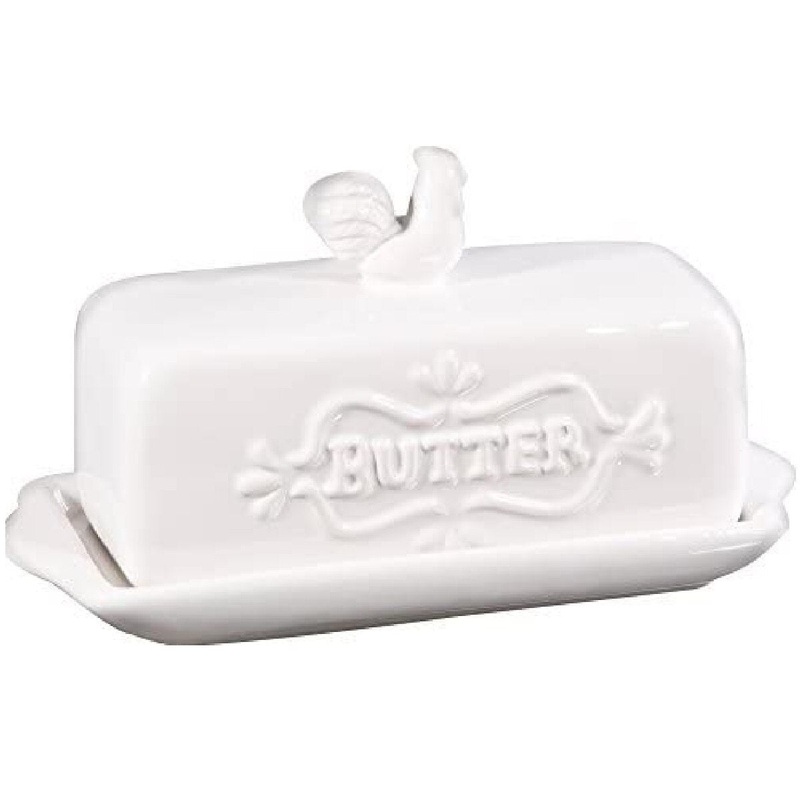 7" White Butter Dish